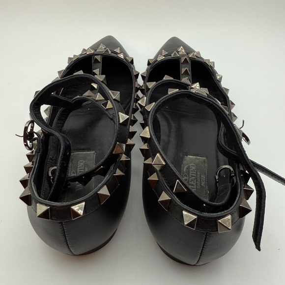 VALENTINO NOIR ROCKSTUD CAGED FLATS BLACK SIZE 37.5 CASALI SOLES AS NEW - Picture 4 of 8